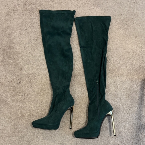 So Me Dark Green Over-the-Knee Boots - Picture 1 of 4